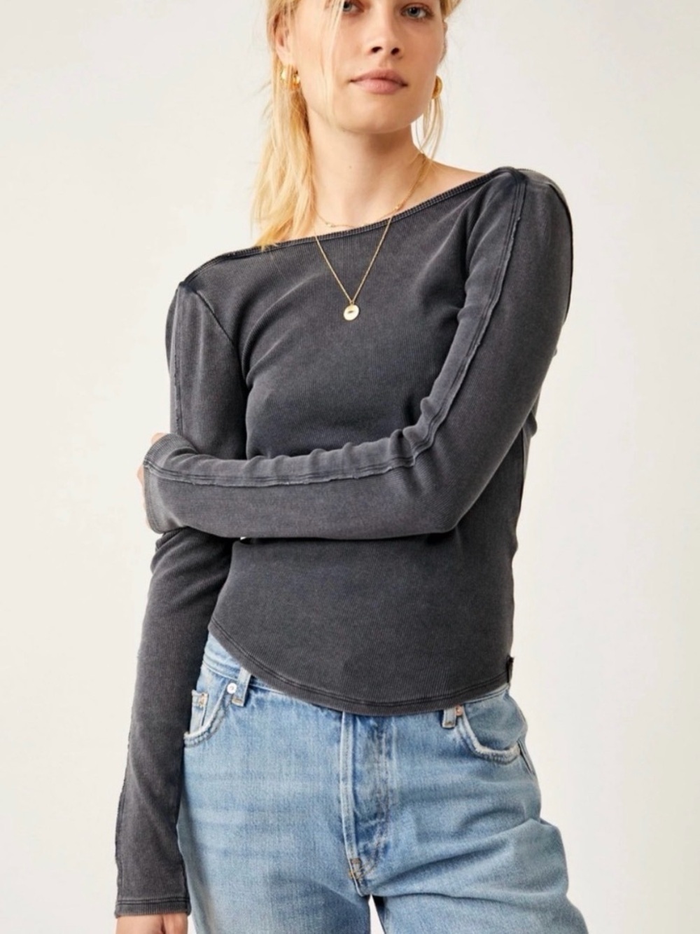 NWT Free People Unapologetic Long Sleeve T-Shirt Low Back Women’s Size Medium